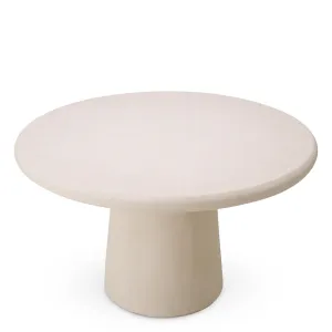 Luxury Contemporary Round Beige Dining Table with Sculptural Pedestal Base Front View by Luxury Group International