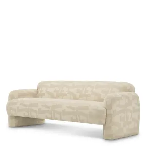 Luxus Elfenbeinfarbenes Sofa mit geometrischem Muster für zeitgenössische Wohnzimmer von Luxury Group International