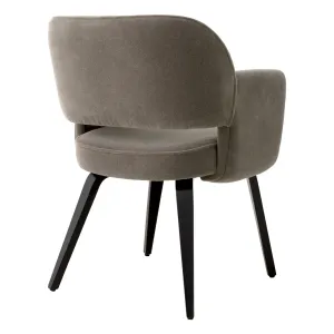 Luxury Contemporary Taupe Grey Upholstered Dining Armchair with Black Legs - Dining Chair Back View by Luxury Group International