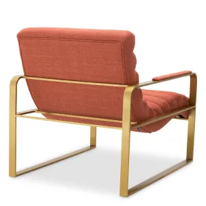 Luxury Coral and Gold Channel-Tufted Upholstered Armchair - Luxury Hotel Furniture Back View by Luxury Group International