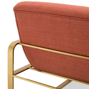 Luxury Coral and Gold Channel-Tufted Upholstered Armchair - Luxury Hotel Furniture Back View by Luxury Group International