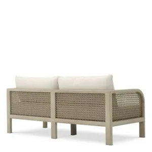 Luxus Creme 2-Sitzer Sofa mit Naturholz- & Geflochtenem Rattanrahmen – Luxus Hotelmöbel Rückansicht von Luxury Group International