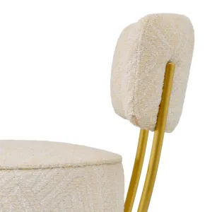 Luxury Cream and Gold Bar Stool with Upholstered Backrest - Luxury Hotel Furniture Front View by Luxury Group International