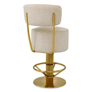 Luxury Cream and Gold Bar Stool with Upholstered Backrest - Luxury Hotel Furniture Front View by Luxury Group International