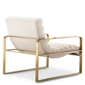 Luxury Cream and Gold Bouclé Armchair with Metal Frame - Luxury Armchair Back View by Luxury Group International