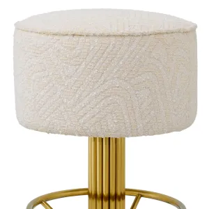 Luxury Cream and Gold Upholstered Bar Stool with Circular Footrest - Luxury Hotel Furniture Detail View by Luxury Group International