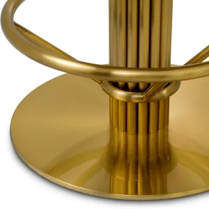 Luxury Cream and Gold Upholstered Bar Stool with Circular Footrest - Luxury Hotel Furniture Detail View by Luxury Group International