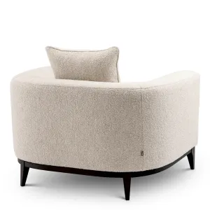 Luxury Cream Bouclé Armchair with Dark Wood Base - Luxury Armchair Back View by Luxury Group International