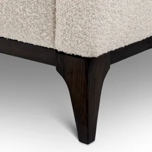 Luxury Cream Bouclé Armchair with Dark Wood Base - Luxury Armchair Detail View by Luxury Group International