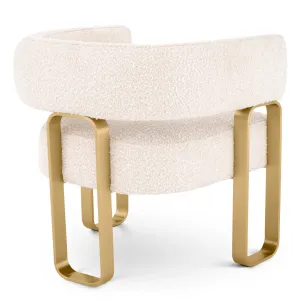 Sillón de Lujo en Bouclé Crema con Estructura Metálica Dorada - Mobiliario de Hotel de Lujo Vista trasera por Luxury Group International