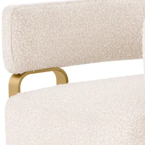 Sillón de Lujo en Bouclé Crema con Estructura Metálica Dorada - Mobiliario de Hotel de Lujo Vista detalle por Luxury Group International