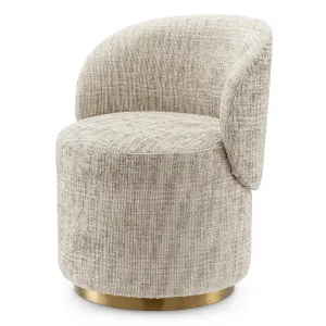 Luxury Cream Bouclé Barrel Accent Chair with Curved Backrest & Brushed Gold Base by Luxury Group International
