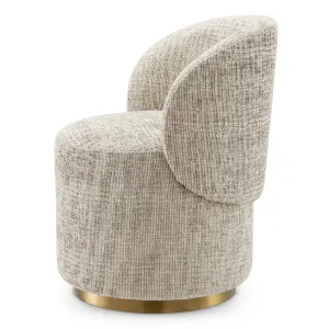Luxury Cream Bouclé Barrel Accent Chair with Curved Backrest & Brushed Gold Base Side View by Luxury Group International
