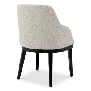 Luxury Cream Bouclé Dining Chair with Black Frame - Luxury Dining Chair - Luxury Hotel Furniture Back View by Luxury Group International