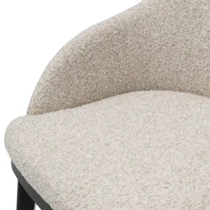 Luxury Cream Bouclé Dining Chair with Black Frame - Luxury Dining Chair - Luxury Hotel Furniture Detail View by Luxury Group International