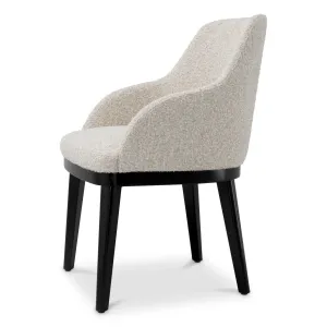 Luxury Cream Bouclé Dining Chair with Black Frame - Luxury Dining Chair - Luxury Hotel Furniture Side View by Luxury Group International