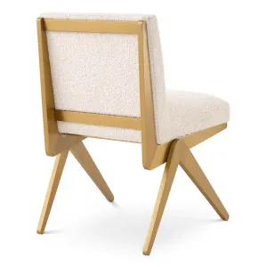 Chaise de Salle à Manger en Bouclé Crème de Luxe avec Structure Métallique Dorée - Mobilier d'Hôtel de Luxe Vue de dos par Luxury Group International
