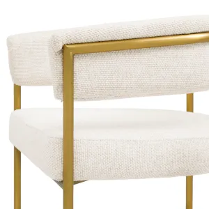 Luxury Cream Bouclé Dining Chair with Gold Metal Frame - Luxury Dining Chair Detail View by Luxury Group International
