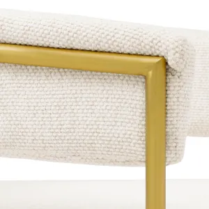Luxury Cream Bouclé Dining Chair with Gold Metal Frame - Luxury Dining Chair Detail View by Luxury Group International