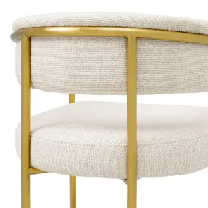 Luxury Cream Bouclé Dining Chair with Gold Metal Frame - Luxury Dining Chair Detail View by Luxury Group International