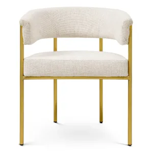 Luxury Cream Bouclé Dining Chair with Gold Metal Frame - Luxury Dining Chair Front View by Luxury Group International