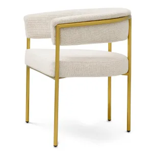 Luxury Cream Bouclé Dining Chair with Gold Metal Frame - Luxury Dining Chair Side View by Luxury Group International