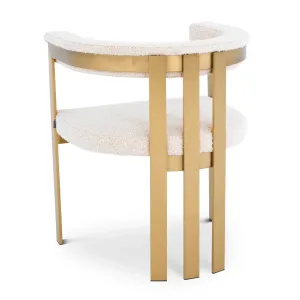 Luxury Cream Bouclé Dining Chair with Gold Metal Frame -Luxury Dining Chairs-Luxury Hotel Furniture Back View by Luxury Group International