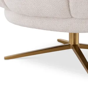 Sillón Lounge de Lujo en Bouclé Crema con Base Giratoria Dorada - Mobiliario de Hotel de Lujo Vista detalle por Luxury Group International