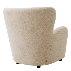 Luxury Cream Bouclé Wingback Armchair with Curved Arms – 92 cm - Luxury Hotel Furniture Back View by Luxury Group International