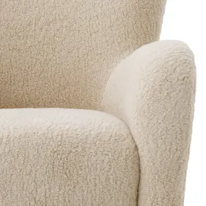 Luxury Cream Bouclé Wingback Armchair with Curved Arms – 92 cm - Luxury Hotel Furniture Detail View by Luxury Group International