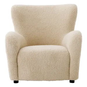 Luxury Cream Bouclé Wingback Armchair with Curved Arms – 92 cm - Luxury Hotel Furniture Front View by Luxury Group International