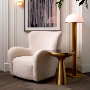Luxury Cream Bouclé Wingback Armchair with Curved Arms – 92 cm - Luxury Hotel Furniture Lifestyle View by Luxury Group International