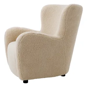 Luxury Cream Bouclé Wingback Armchair with Curved Arms – 92 cm - Luxury Hotel Furniture Side View by Luxury Group International