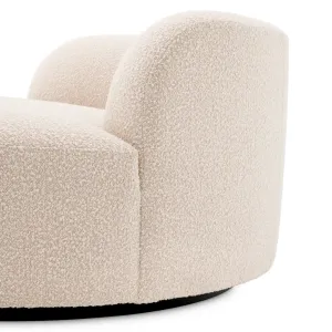 Sofá Curvo de Bouclé Crema de Lujo con Diseño Escultural - Mobiliario de Hotel de Lujo Vista detalle por Luxury Group International