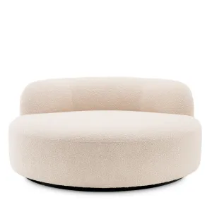 Sofá Curvo de Bouclé Crema de Lujo con Diseño Escultural - Mobiliario de Hotel de Lujo Vista frontal por Luxury Group International