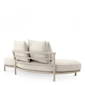 Luxuriöses cremefarbenes Daybed-Sofa mit geschwungener Form und gepolstertem Rückenlehne – Luxus-Hotelmöbel Rückansicht von Luxury Group International