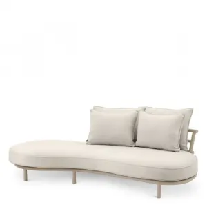 Luxuriöses cremefarbenes Daybed-Sofa mit geschwungener Form und gepolstertem Rückenlehne – Luxus-Hotelmöbel Vorderansicht von Luxury Group International