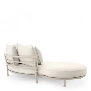 Luxus Cremefarbenes Garten-Sofa mit geschwungenem Design und gepolstertem Daybed – Luxus Hotelmöbel Rückansicht von Luxury Group International