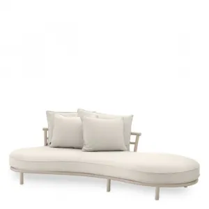 Luxus Cremefarbenes Garten-Sofa mit geschwungenem Design und gepolstertem Daybed – Luxus Hotelmöbel Vorderansicht von Luxury Group International