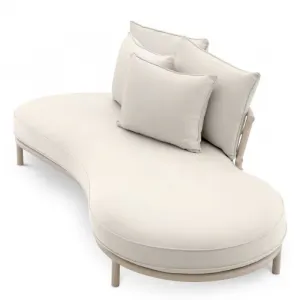 Luxus Cremefarbenes Garten-Sofa mit geschwungenem Design und gepolstertem Daybed – Luxus Hotelmöbel Seitenansicht von Luxury Group International