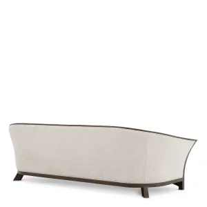Luxus Cremefarbenes Sofa mit geschwungener Form und dunklem Holzrahmen – Wohnzimmer- & Hotelausstattung – Luxusmöbel Rückansicht von Luxury Group International