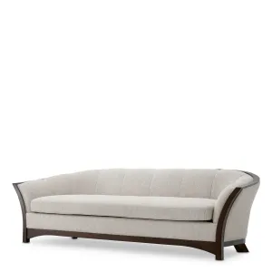 Luxus Cremefarbenes Sofa mit geschwungener Form und dunklem Holzrahmen – Wohnzimmer- & Hotelausstattung – Luxusmöbel Vorderansicht von Luxury Group International