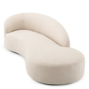 Canapé rembourré incurvé crème de luxe avec design sculptural en chaise longue - Canapé de luxe Vue de côté par Luxury Group International
