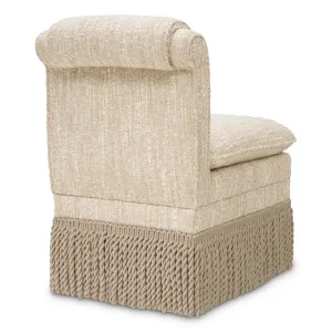 Luxury Cream Fabric Dining Chair with Fringe - Luxury Dining Chair - Luxury Hotel Furniture Back View by Luxury Group International