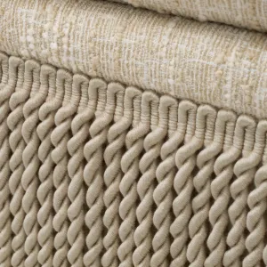 Luxury Cream Fabric Dining Chair with Fringe - Luxury Dining Chair - Luxury Hotel Furniture Detail View by Luxury Group International