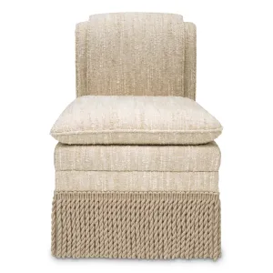 Luxury Cream Fabric Dining Chair with Fringe - Luxury Dining Chair - Luxury Hotel Furniture Front View by Luxury Group International