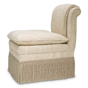 Luxury Cream Fabric Dining Chair with Fringe - Luxury Dining Chair - Luxury Hotel Furniture Side View by Luxury Group International