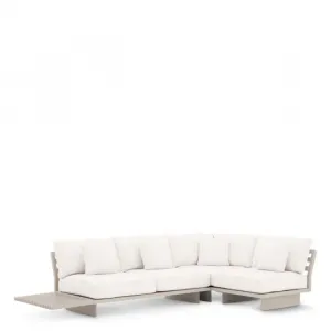 Luxus Creme L-förmiges Outdoor-Ecksofa mit Seitlicher Ablagefläche – Luxus Hotelmöbel Vorderansicht von Luxury Group International