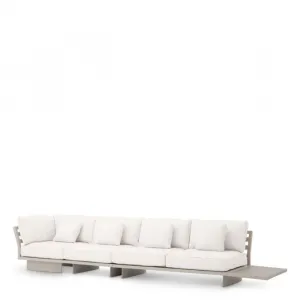 Luxus Creme L-förmiges Outdoor-Ecksofa mit Seitlicher Ablagefläche – Luxus Hotelmöbel Vorderansicht von Luxury Group International