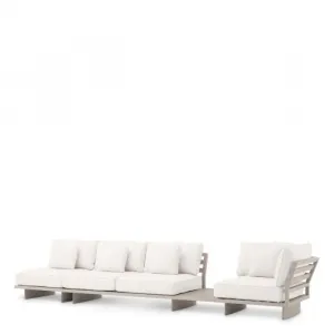 Luxus Creme L-förmiges Outdoor-Ecksofa mit Seitlicher Ablagefläche – Luxus Hotelmöbel Seitenansicht von Luxury Group International